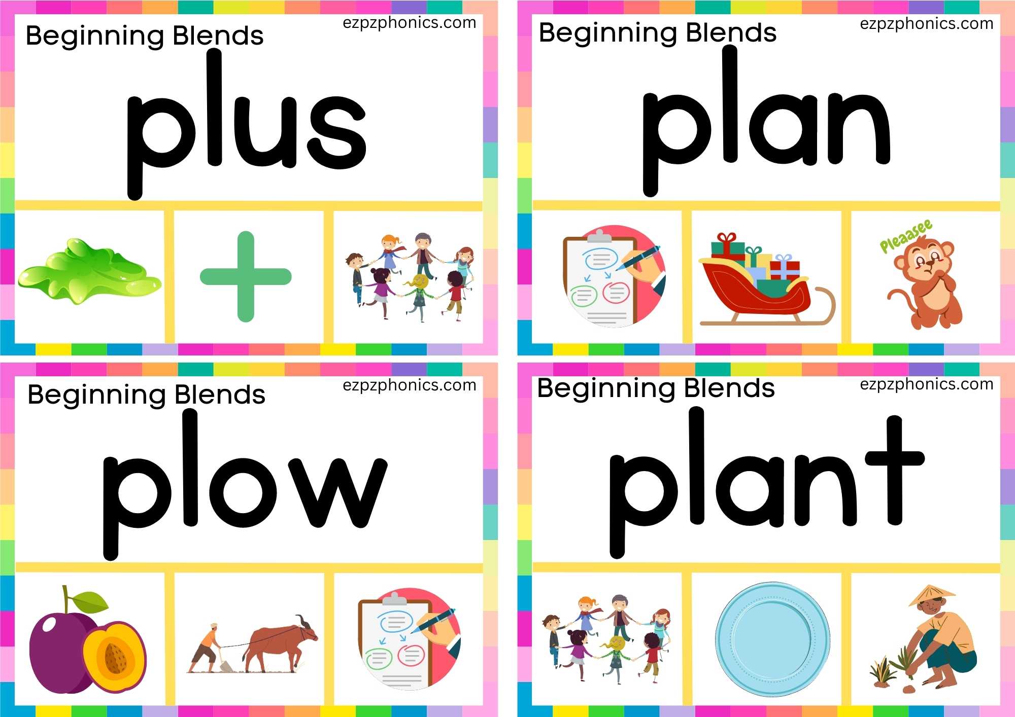 PL Beginning Blends Clip Cards Read The Words And Clip The Correct Images Set 2